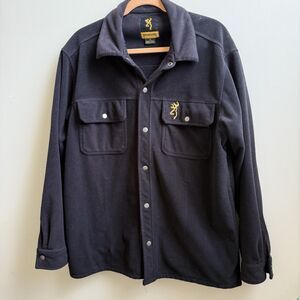Heavy Black Fleece  BROWNING Snap Front Shirt Jacket Shacket Size M
